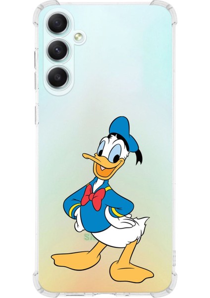 Samsung Galaxy S23 Fe Uyumlu Köşe Korumalı Antişok Kapak Donald Duck Tasarımlı Şeffaf Silikon Kılıf