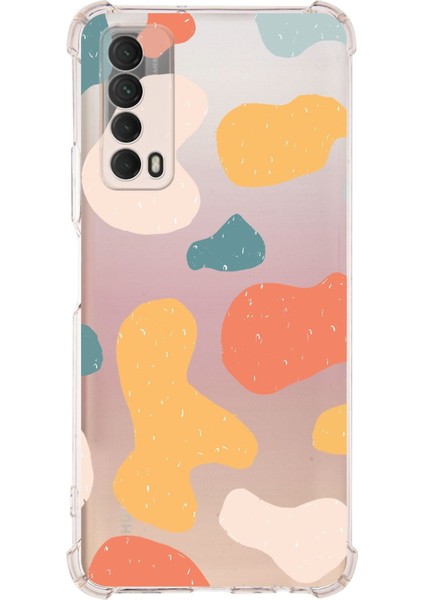 Huawei P Smart 2021 Uyumlu Köşe Korumalı Antişok Kapak Grunge Tasarımlı Şeffaf Kılıf