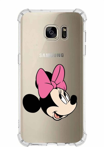 Samsung Galaxy S7 Edge Köşe Korumalı Antişok Kapak Minnie Mouse Tasarımlı Şeffaf Kılıf
