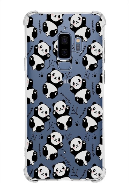 Samsung Galaxy S9 Plus Köşe Korumalı Antişok Kapak Panda Tasarımlı Şeffaf Silikon Kılıf