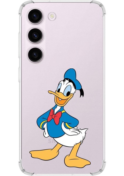 Samsung Galaxy S23 Köşe Korumalı Antişok Kapak Donald Duck Tasarımlı Şeffaf Kılıf
