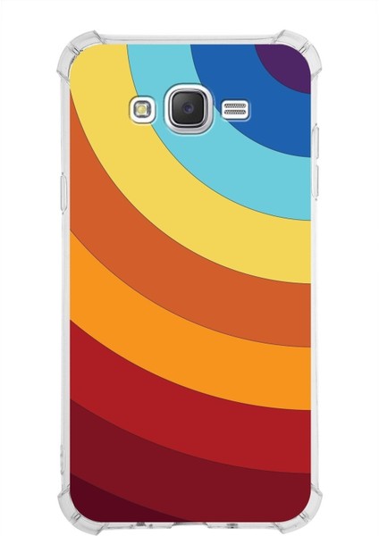 Samsung Galaxy J7 Neo Köşe Korumalı Antişok Kapak Renk Cümbüşü Tasarımlı Silikon Kılıf