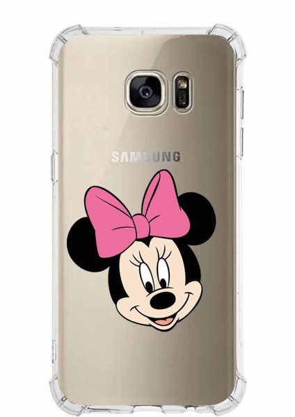 Samsung Galaxy S7 Edge Köşe Korumalı Antişok Kapak Minnie Mouse Tasarımlı Şeffaf Kılıf