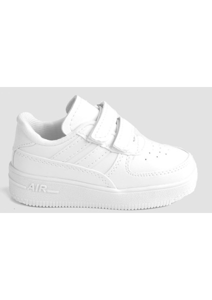 Günlük Unisex Çocuk Şeritli Beyaz Sneaker Cırtlı Hafif Rahat Spor Ayakkabı fiyatları