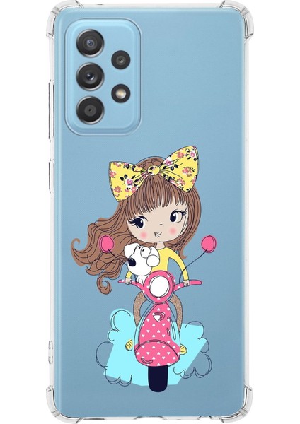 Samsung Galaxy A23 Uyumlu Köşe Korumalı Antişok Kapak Vespagirl Tasarımlı Şeffaf Silikon Kılıf