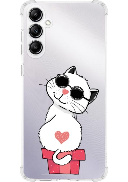 Samsung Galaxy A25 Uyumlu Köşe Korumalı Antişok Kapak Coolcat Tasarımlı Şeffaf Silikon Kılıf