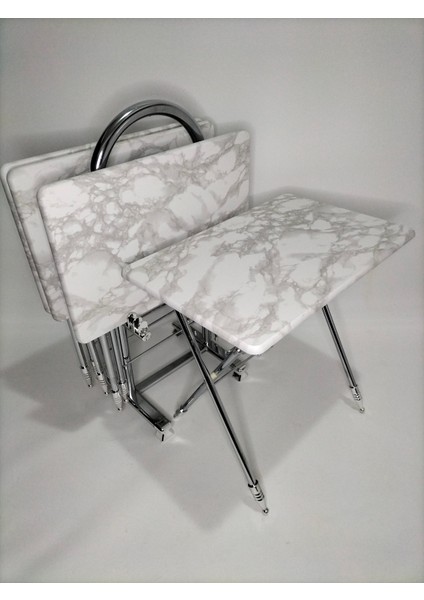 Çanta Zigon Sehpa, 4'lü Sehpa, Zigon Sehpa, Servis Sehpası, Mdf Mebran Sehpa, Katlanır Sehpa, Krom