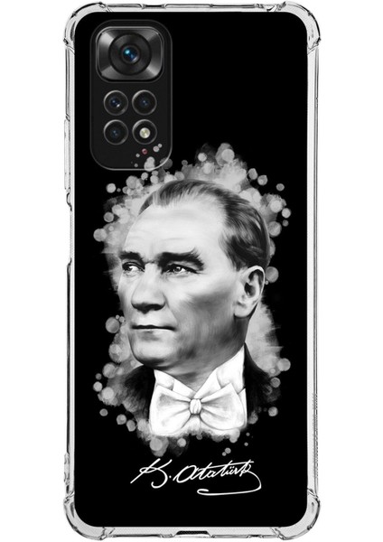 Xiaomi Redmi Note 11 Pro Köşe Korumalı Antishock Kapak Atatürk Tasarımlı Şeffaf Kılıf