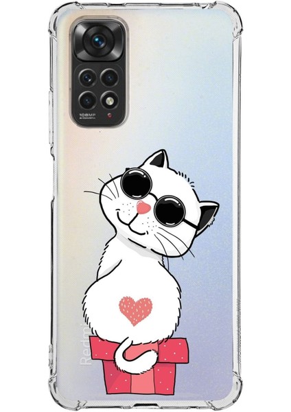 Xiaomi Redmi Note 11 Pro Köşe Korumalı Antishock Kapak Coolcat Tasarımlı Şeffaf Kılıf