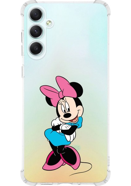 Samsung Galaxy S24 Plus Uyumlu Köşe Korumalı Antişok Kapak Minnie Mouse Tasarımlı Şeffaf Silikon Kılıf