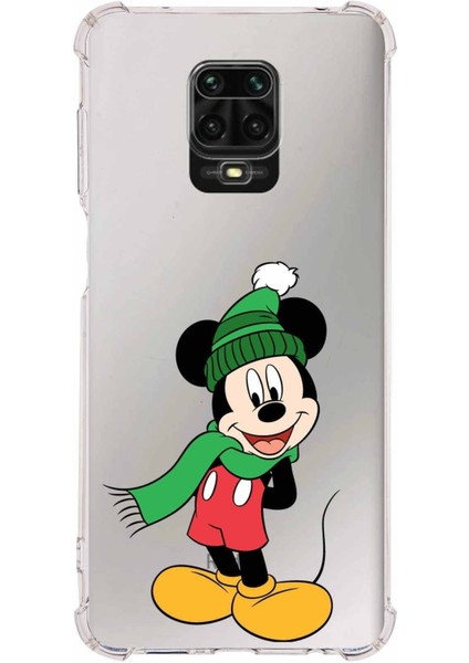 Xiaomi Redmi Note 9s Köşe Korumalı Antişok Kapak Mickey Mouse Tasarımlı Şeffaf Kılıf