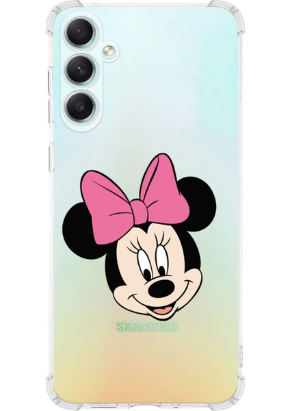 Samsung Galaxy S24 Plus Uyumlu Köşe Korumalı Antişok Kapak Minnie Mouse Tasarımlı Şeffaf Silikon Kılıf