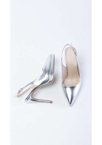 Herman Gümüş Ön Platformlu Arkası Açık Abiye Topuklu Ayakkabı fırsatları