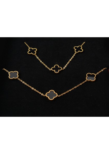 Kutulu 5li Gonca Taşlı Çelik Kolye & Bileklik Takımı fiyatları