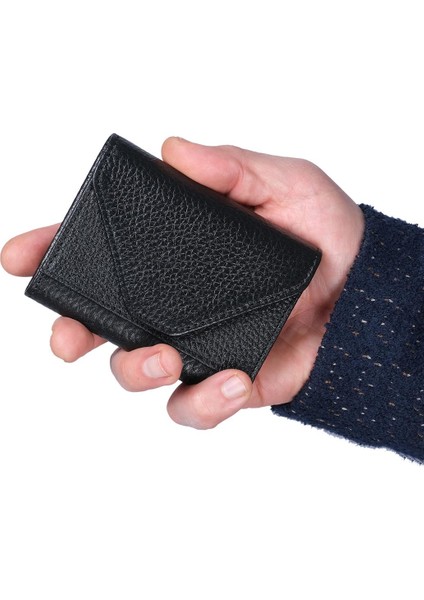 Siyah Unısex Çok Gözlü Deri Küçük Kartlık Cüzdan fiyatları