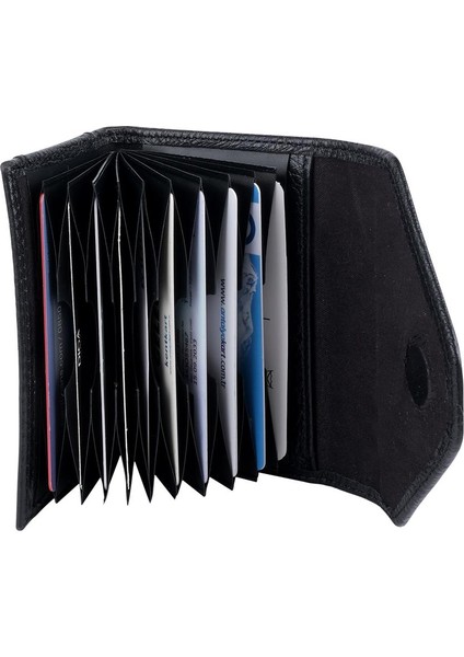 Siyah Unısex Çok Gözlü Deri Küçük Kartlık Cüzdan fırsatları