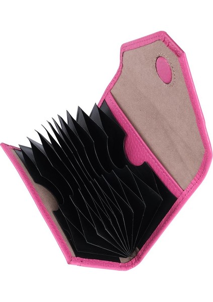 Pembe Unısex Çok Gözlü Deri Küçük Kartlık Cüzdan modelleri