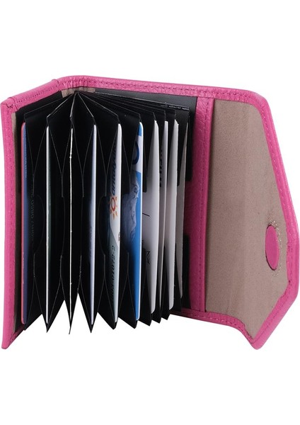 Pembe Unısex Çok Gözlü Deri Küçük Kartlık Cüzdan fırsatları