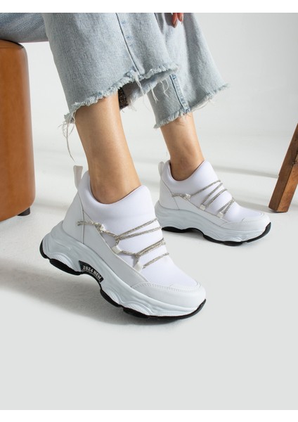 Never Beyaz Taş Detay Kadın Sneakers