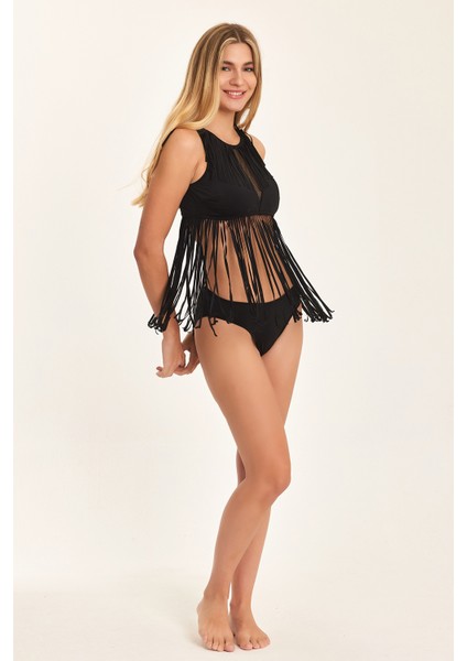 Su Tutmayan Kumaş Özel Tasarım Püsküllü Bikini Takım KK01 fırsatları