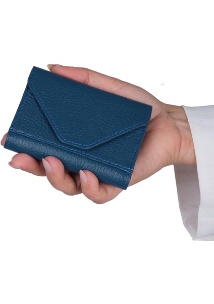 Mavi Unısex Çok Gözlü Deri Küçük Kartlık Cüzdan fiyatları