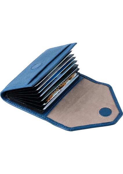 Mavi Unısex Çok Gözlü Deri Küçük Kartlık Cüzdan modelleri