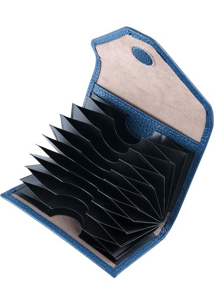 Mavi Unısex Çok Gözlü Deri Küçük Kartlık Cüzdan fırsatları
