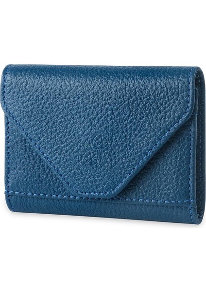 Mavi Unısex Çok Gözlü Deri Küçük Kartlık Cüzdan indirimleri