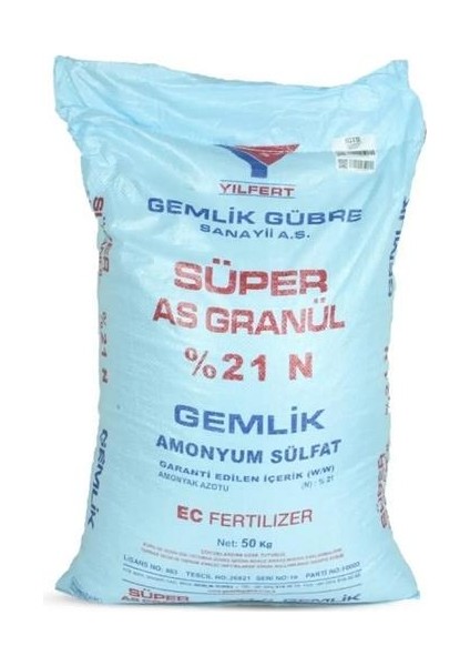 Gübre Amonyum Sülfat 21N Şeker Gübresi Meyve ve Sebze Geliştirici 25 kg