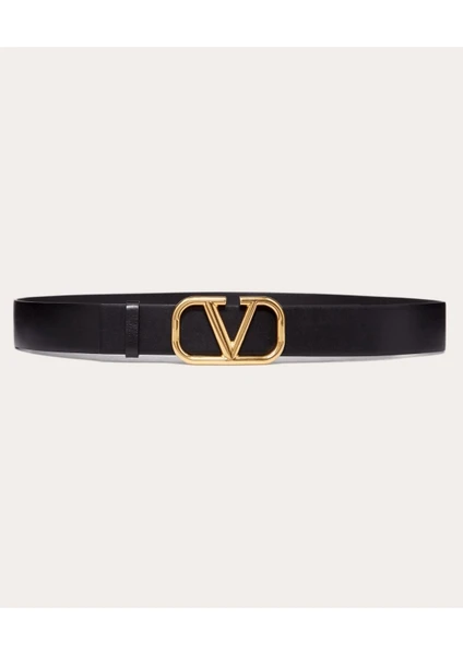 Valentino Garavani Vlogo Sıgnature Calfskın Belt 40 mm