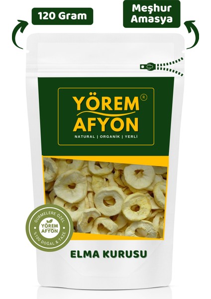 Yörem Afyon Meşhur Amasya Katkısız Şekersiz Güneşte Kurutulmuş Dilim Elma  120 gr