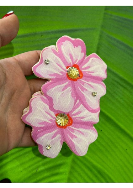 12X8 cm 3 Boyutlu Ikili Çiçek Taş Işleme Çiçek Arma Aplike Dikiş Aksesuarı
