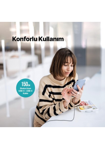 Super Şarj Örgü Tasarım 1.5mt 100W Type C Şarj Kablosu Samsung Huawei Macbook Tablet Şarj Kablo