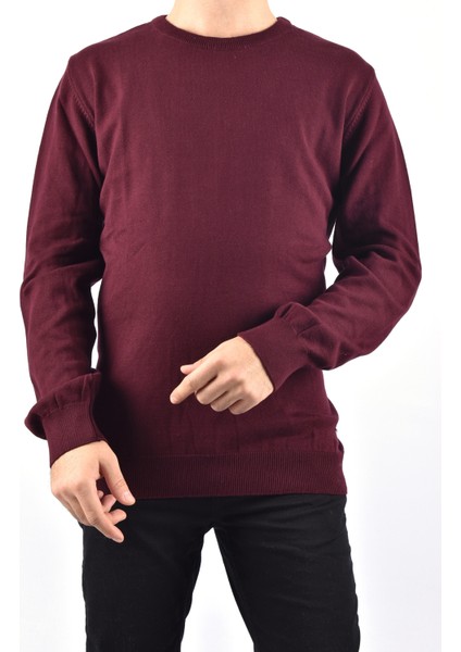 R22925 Bisiklet Yaka Kazak/bordo/4xl