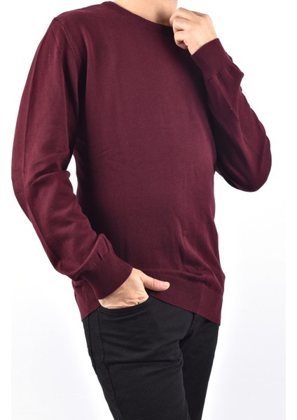 R22925 Bisiklet Yaka Kazak/bordo/4xl