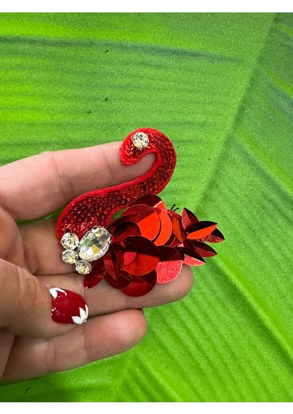 6x6 cm Taşlı Payetli Kuğu Arma Yama Dikiş Giyim Aksesuarı