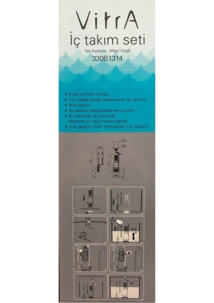 Tekno Trust Vitra Klozet Iç Takımı, Tek Basmalı Rezervuar Iç Takımı 330B-1314