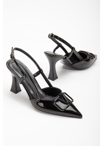 Annetta Kadın Yüksek Topuklu Rugan V Toka Stiletto Ayakkabı modelleri