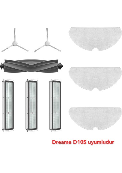 Dreame D10S Uyumlu Yedek Fırça Filtre Paspas Seti