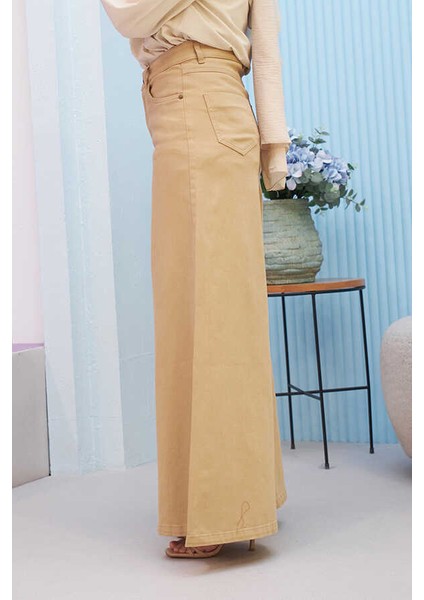 1162-PARÇA Boyalı Denim Pantolon Bej modelleri