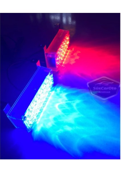 96 LED 3 Modlu Panjur Içi Çakar LED Panjur Arası Çakar Kırmızı Mavi 48X2 LED Lamba Flaşlı Polis Işığı 12V