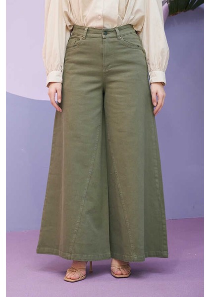 1162-PARÇA Boyalı Denim Pantolon Haki fiyatları