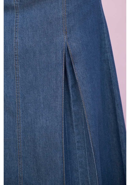 2286-PILELI Denim Etek Koyu Mavi fiyatları