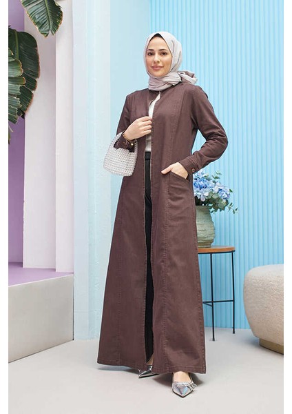 6463-BATTAL Denim Ferace Kahve indirimleri