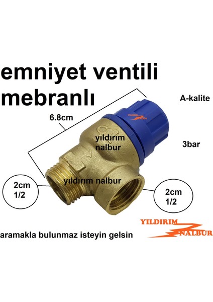 1/2 Mebranlı Emniyet Ventili 3 Bar Termosifon Kombi Emniyet Ventili fiyatları