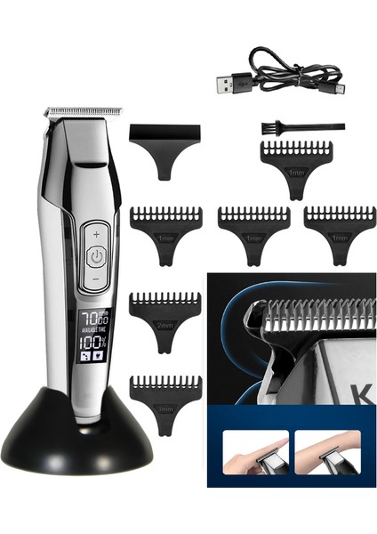 Renkstore LCD Ekran Çelik Bıçaklar Hız Ayarlı RD-200 Yüksek Güçte Kesim Saç Sakal Ense Vücut Çizim Tıraş