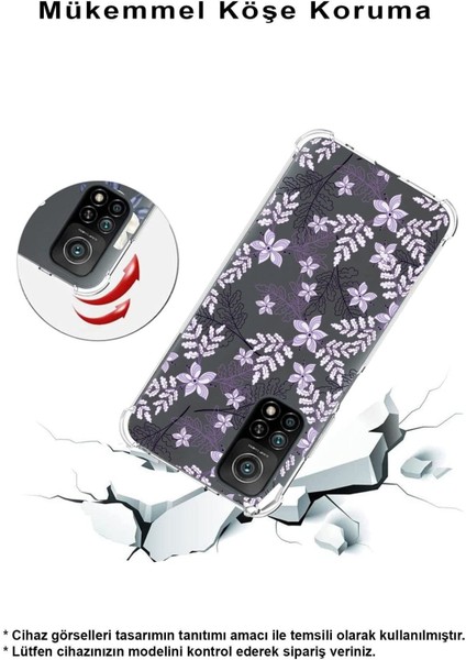 Huawei P40 Pro Köşe Korumalı Antişok Kapak Floral Lila Tasarımlı Şeffaf Kılıf fiyatları