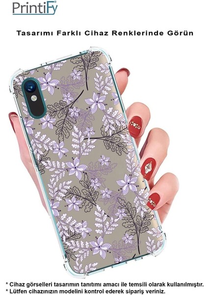 Huawei P40 Pro Köşe Korumalı Antişok Kapak Floral Lila Tasarımlı Şeffaf Kılıf indirimleri