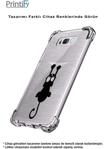 Huawei P20 Lite Köşe Korumalı Antişok Kapak Çizgi Kedi (Siyah) Tasarımlı Şeffaf Kılıf fırsatları