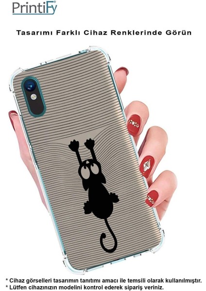 Huawei P20 Lite Köşe Korumalı Antişok Kapak Çizgi Kedi (Siyah) Tasarımlı Şeffaf Kılıf indirimleri